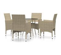 VIDAXL - Set Mobili Da Pranzo Per Giardino 5 Pz In Polyrattan Beige