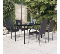 Set Mobili da Pranzo per Giardino 5 pz Nero