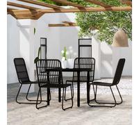 VidaXL Set Mobili da Pranzo per Giardino 5 pz Nero