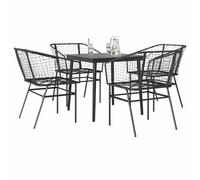 vidaXL Set Mobili da Pranzo per Giardino 5 pz Nero Polyrattan Vetro