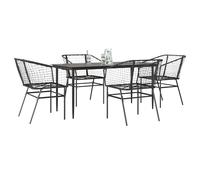 vidaXL Set Mobili da Pranzo per Giardino 5 pz Nero Polyrattan Vetro