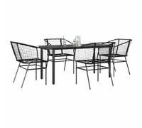 vidaXL Set Mobili da Pranzo per Giardino 5 pz Nero Polyrattan Vetro