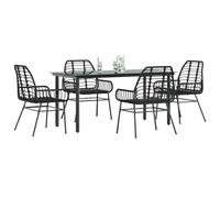 vidaXL Set Mobili da Pranzo per Giardino 5 pz Nero Polyrattan Vetro