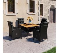 vidaXL Set Mobili da Pranzo per Giardino 5 pz Polyrattan e Acacia Nero
