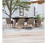vidaXL Set Mobili da Pranzo per Giardino 7 pz con Cuscini Marrone