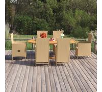 vidaXL Set Mobili da Pranzo per Giardino 7 pz in Polyrattan Beige