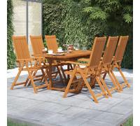 vidaXL Set Mobili da Pranzo per Giardino 7 pz Legno Massello di Acacia 120-170 cm
