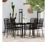 Set Mobili da Pranzo per Giardino 7 pz Nero