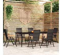 vidaXL Set Mobili da Pranzo per Giardino 7 pz Nero