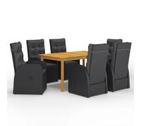 VidaXL Set Mobili da Pranzo per Giardino 7 pz Nero