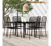 vidaXL Set Mobili da Pranzo per Giardino 7 pz Nero