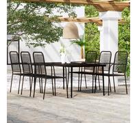 Set Mobili da Pranzo per Giardino 7 pz Nero