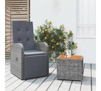 vidaXL Set Mobili Giardino 2pz Grigio Polyrattan Legno Massello Acacia