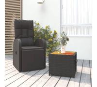 SET TAVOLO E SEDIE VIDAXL 2 pz Nero Polyrattan e Legno Massello Acacia - 3157651