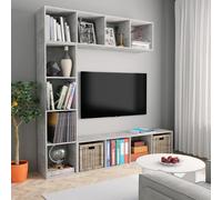 vidaXL Set Mobili Libreria/Porta TV 3 pz Grigio Cemento 180x30x180 cm