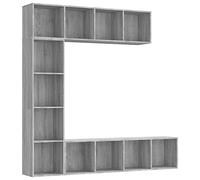 vidaXL Set Mobili Libreria/Porta TV 3 pz Grigio Sonoma 180x30x180 cm