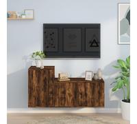 vidaXL Set Mobili Porta TV 2 pz Rovere Fumo in Legno Multistrato
