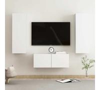 vidaXL Set Mobili Porta TV 3 pz Bianco in Legno Multistrato