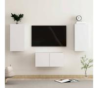 vidaXL Set Mobili Porta TV 3 pz Bianco in Legno Multistrato