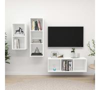 vidaXL Set Mobili Porta TV 3 pz Bianco in Legno Multistrato