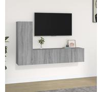 vidaXL Set mobili porta TV 3 pz Grigio Sonoma in legno multistrato