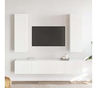 vidaXL Set Mobili Porta TV 4 pz Bianco in Legno Multistrato