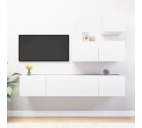 vidaXL Set Mobili Porta TV 4 pz Bianco in Legno Multistrato