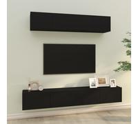 vidaXL Set Mobili Porta TV 4 pz Nero in Legno Multistrato