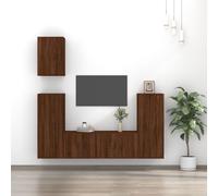 vidaXL Set Mobili Porta TV 5 pz Rovere Marrone in Legno Multistrato