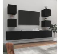 vidaXL Set Mobili Porta TV 6 pz Nero in Legno Multistrato