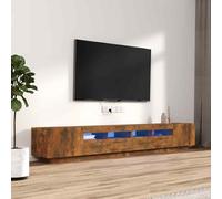 vidaXL Set Mobili TV 3pz con Luci LED Rovere Fumo in Legno Multistrato