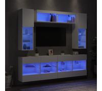 vidaXL Set Mobili TV a Muro 6 pz con Luci LED Bianco