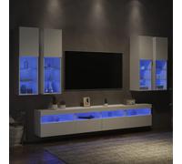 vidaXL Set Mobili TV a Muro 7 pz con Luci LED Bianco