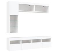 vidaXL Set Mobili TV a Muro 7 pz con Luci LED Bianco