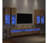 vidaXL Set Mobili TV a Muro 7 pz con Luci LED Rovere Sonoma
