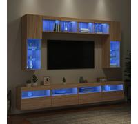 vidaXL Set Mobili TV a Muro 8 pz con Luci LED Rovere Sonoma
