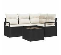 vidaXL Set modulare di Divano da Giardino a 4 Pezzi con Cuscini Neri in polyrattan per Patio e terrazza, Lounge all'aperto