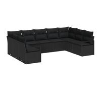 vidaXL Set Modulari di Divani da Esterno con Cuscini Neri in Rattan Sintetico, 4 Posti Sezionali per Patii, Piedini Regolabili, e Resistente alle Intemperie. Mobili da Giardino per Terrazza e Lounge
