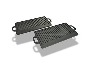 vidaXL Set Padella e Griglia Reversibile 2 pz Cucina Senza Grasso Versatile Resistente Elegante Antiaderente Bistecchiera Piastra in Ghisa 38x23 cm