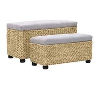 vidaXL 2X Panche Set in Giunco Grigio Divanetti Cassapanche Sedute Salotto