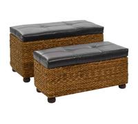 vidaXL 2X Panche Set in Giunco Marrone Divanetti Cassapanche Sedute Salotto