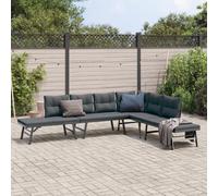 vidaXL Set Panche Giardino Cuscini 4pz Nere Acciaio Verniciato Polvere