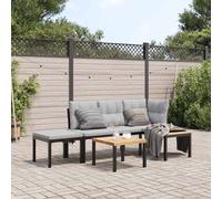 vidaXL Set Panche Giardino Cuscini 4pz Nero Acciaio Verniciato Polvere