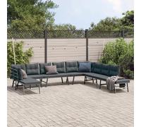 vidaXL Set Panche Giardino Cuscini 7pz Nere Acciaio Verniciato Polvere