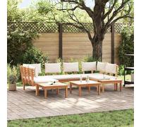 vidaXL Set Panchina da Giardino con cuscino 4 pcs Marrone, Crema