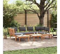 vidaXL Set Panchina da Giardino con cuscino 4 pcs Marrone, Grigio