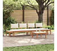 vidaXL Set Panchina da Giardino con cuscino 5 pcs Marrone, Crema