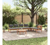 vidaXL Set Panchina da Giardino con cuscino 5 pcs Marrone, Grigio