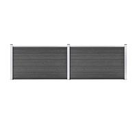 vidaXL Set Pannelli di Recinzione in WPC 353x105 cm Nero