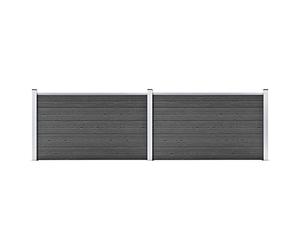 vidaXL Set Pannelli di Recinzione in WPC 353x105 cm Nero